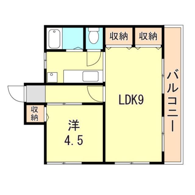 新田マンション(1LDK/2階)の間取り写真