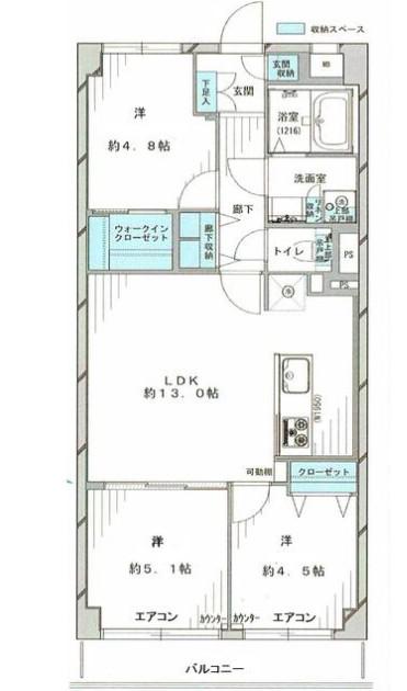 ニックハイム北品川(3LDK/3階)の間取り写真