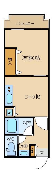 ドムスドイ(1DK/3階)の間取り写真