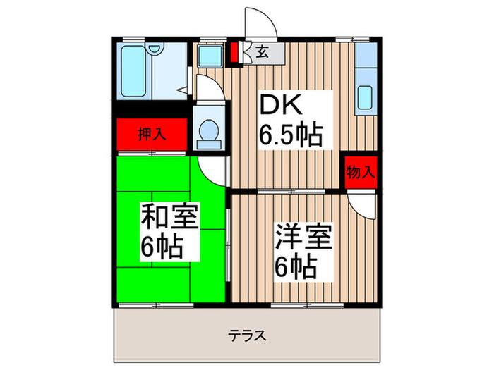サンライズコーポ(2DK/1階)の間取り写真