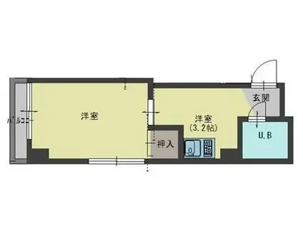 延広町マンション(1K/4階)の間取り写真