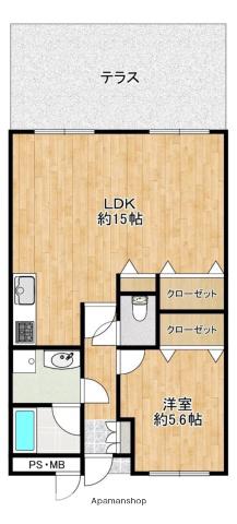 ダイナコート赤坂南(1LDK/1階)の間取り写真