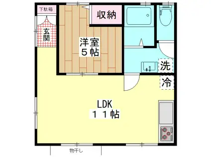 ホワイトハイツ(1LDK/1階)の間取り写真
