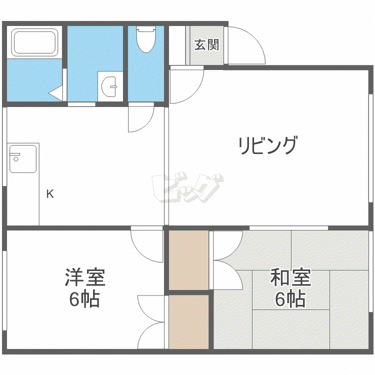 マンション岡島B(2LDK/2階)の間取り写真