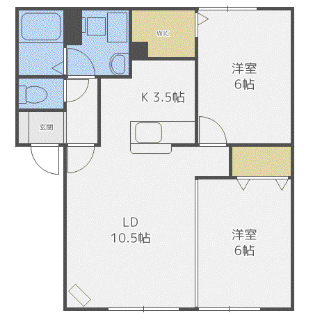 エルヴェール弐番館 (2LDK/2階)の間取り写真