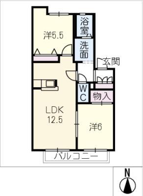 フルールTAKA(2LDK/2階)の間取り写真
