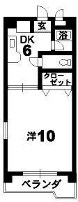 グリーンハイツ3号(1DK/5階)の間取り写真