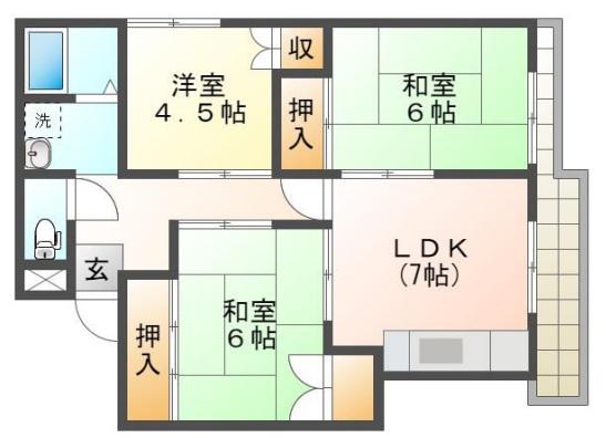 グランドハイツ(3DK/3階)の間取り写真