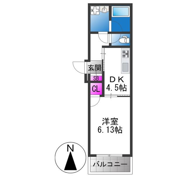 HOKURASUMAISON新今里(1DK/2階)の間取り写真