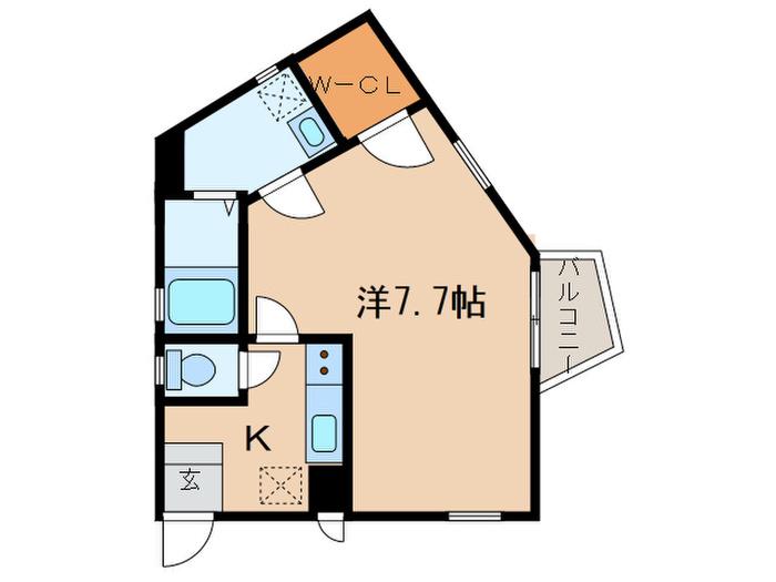 ミハス熱田(1K/2階)の間取り写真