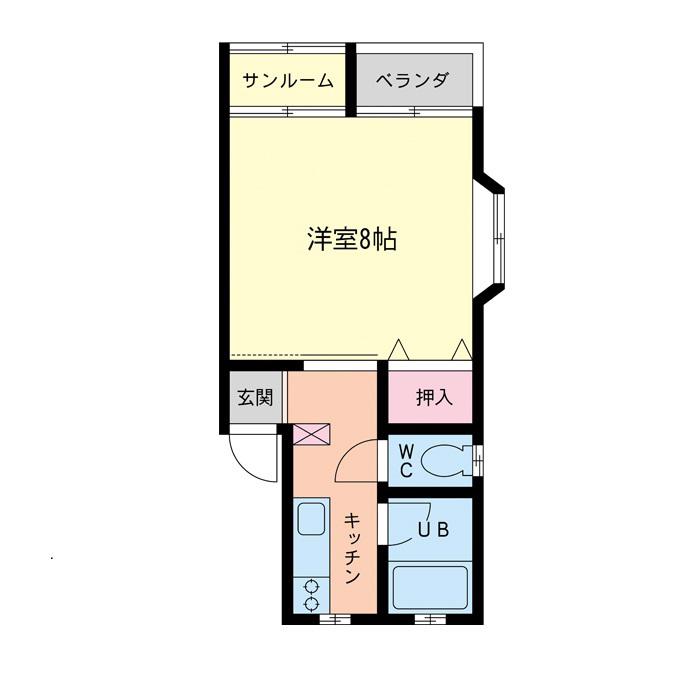 サンリッチレモン(1K/1階)の間取り写真
