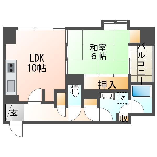 リバーシティ日東II(1LDK/4階)の間取り写真
