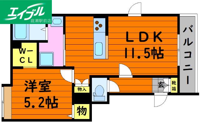 TERRAHOME TAMASHIMA(1LDK/2階)の間取り写真