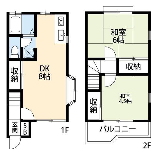 KE6番館B棟(2DK/1階)の間取り写真