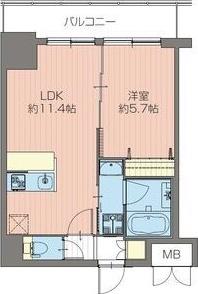 ORSUS新大阪(1LDK/12階)の間取り写真