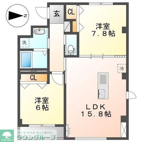 RIVERSIDE BRIN(2LDK/2階)の間取り写真