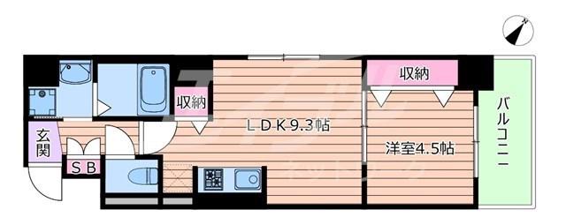 地下鉄千日前線 阿波座駅 徒歩6分 9階建 築4年(1LDK/6階)の間取り写真