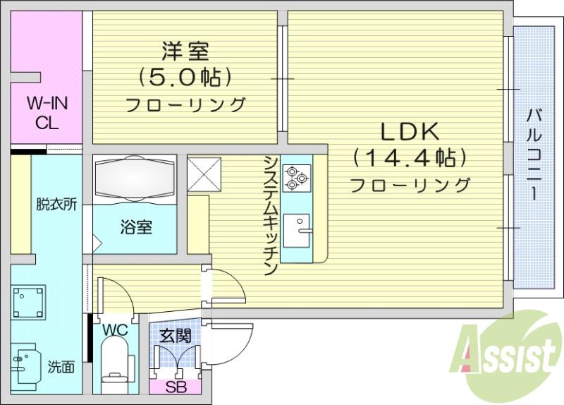 グランシャリオ・成田(1LDK/2階)の間取り写真