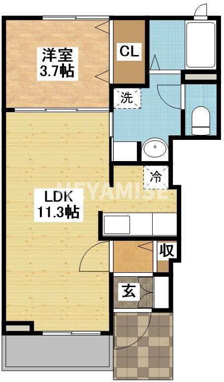 グッド リバー(1LDK/1階)の間取り写真
