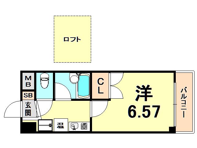 アルザ夙川(1K/4階)の間取り写真