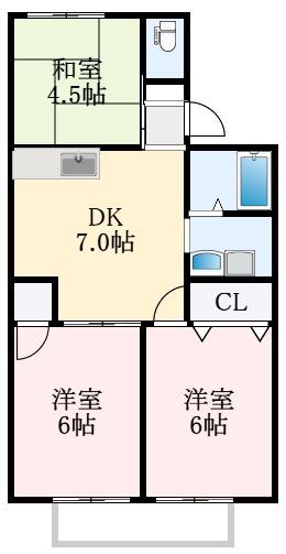 ウイングパレス(3DK/1階)の間取り写真