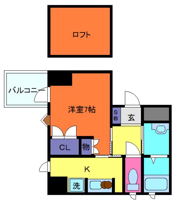 エスペランサ灘駅前(1K/6階)の間取り写真