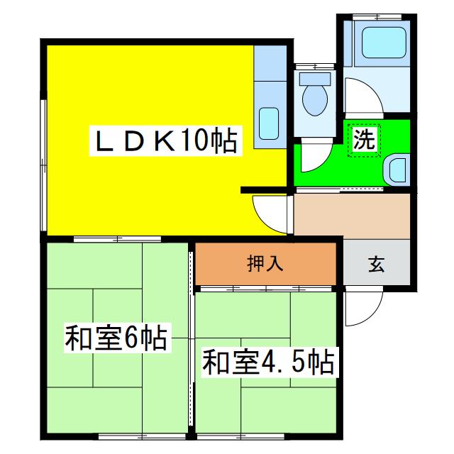 パークハイツ(2LDK/1階)の間取り写真