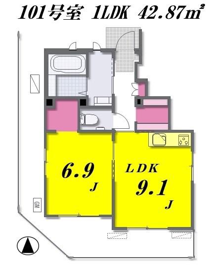 SHAMAISON エソラ徳丸(1LDK/1階)の間取り写真