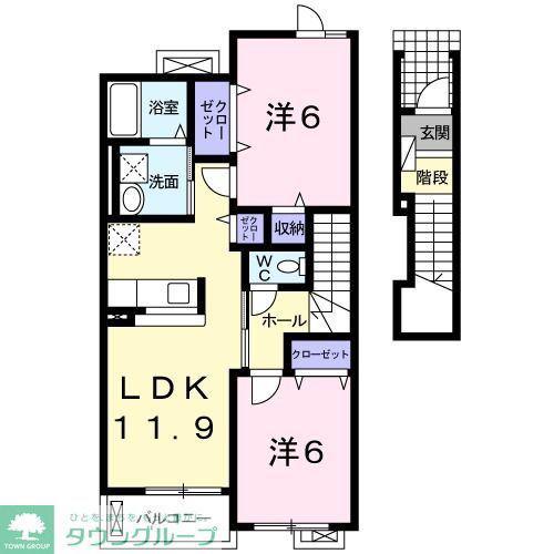シック・ポワールI(2LDK/2階)の間取り写真