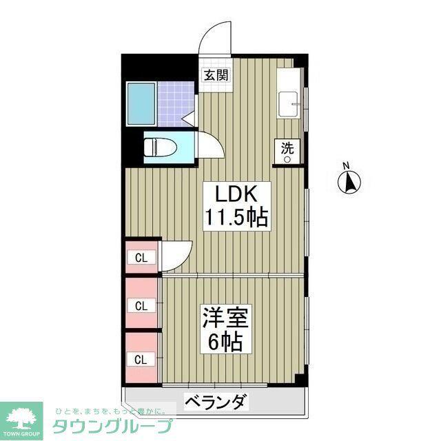 船橋セブンハイツ(1LDK/4階)の間取り写真