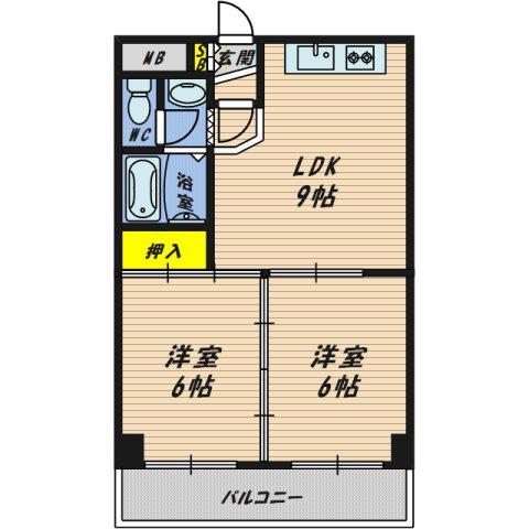 ジョイテル III(2DK/2階)の間取り写真
