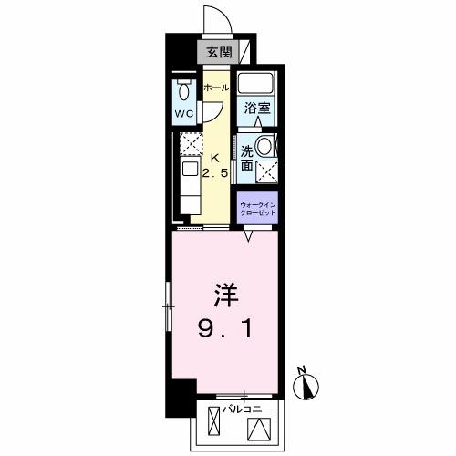 ジュネス トラント(1K/8階)の間取り写真