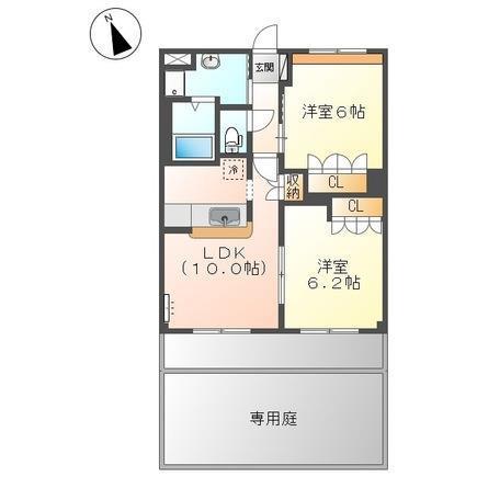 グレイスヴィラ(2LDK/1階)の間取り写真