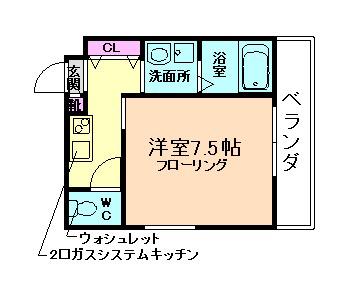 モレスヴィラ池田(1K/1階)の間取り写真