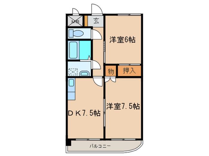 メリクール(2DK/3階)の間取り写真