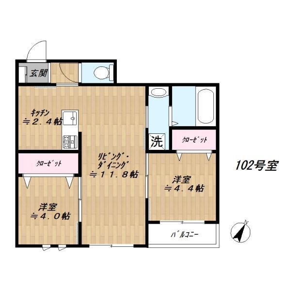 GREEN HILLS SHINAGAWA(2LDK/1階)の間取り写真