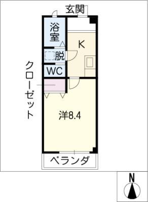 ピースフル(1K/3階)の間取り写真