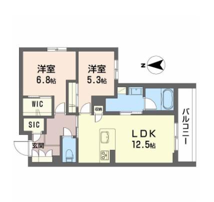 ラナ フェリーチェ桂(2LDK/2階)の間取り写真