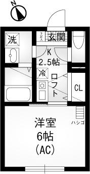 ブリエール保土ヶ谷(1K/2階)の間取り写真