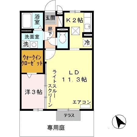 プラシード(1LDK/1階)の間取り写真