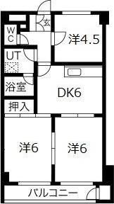 ライオンズマンション下山手第2(3DK/2階)の間取り写真