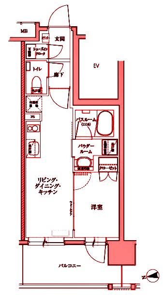 デュオステージ相模大塚(1LDK/3階)の間取り写真