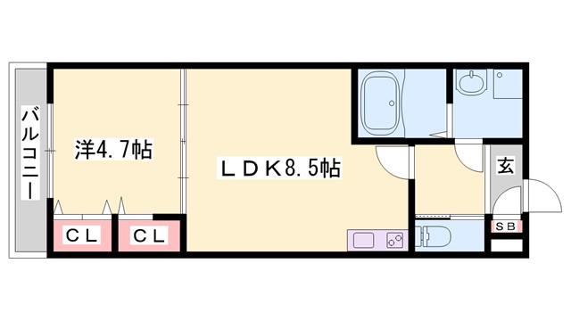 ジーメゾン大久保ルミナス(1LDK/1階)の間取り写真