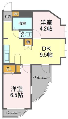 桜館12(2DK/2階)の間取り写真