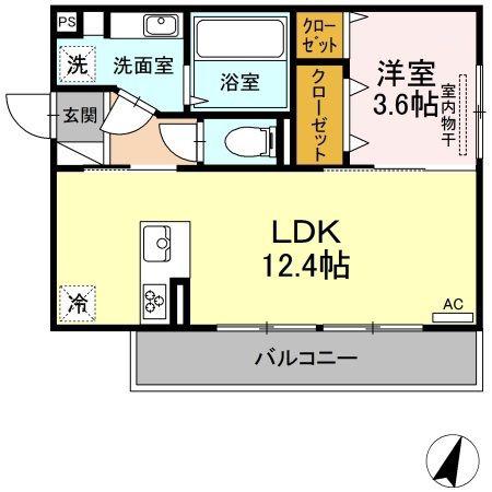 ハウスとりみゆ(1LDK/3階)の間取り写真