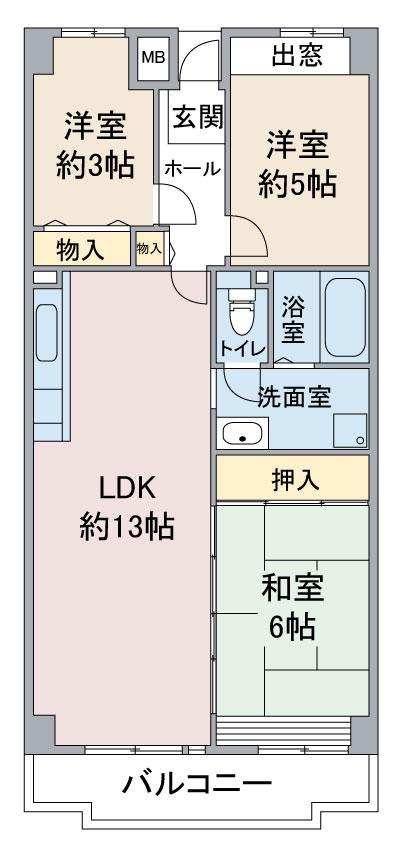 アーバンドエル杁中(3LDK/6階)の間取り写真