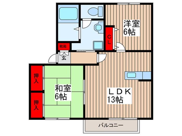 ノイエC(2LDK/1階)の間取り写真