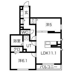 キャトルセゾン(1LDK/3階)の間取り写真