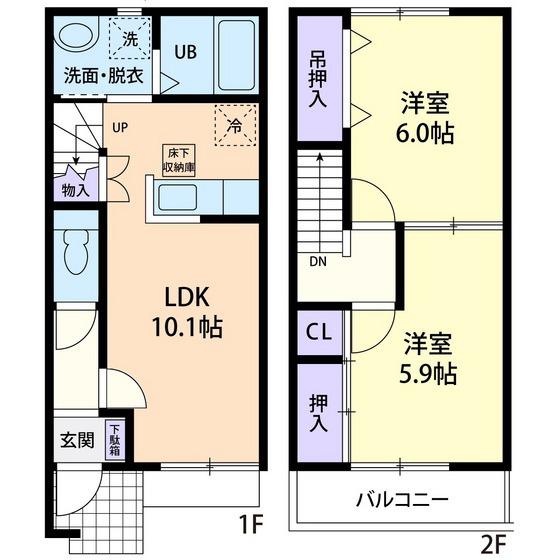 LA・PAUME(2LDK/1階)の間取り写真