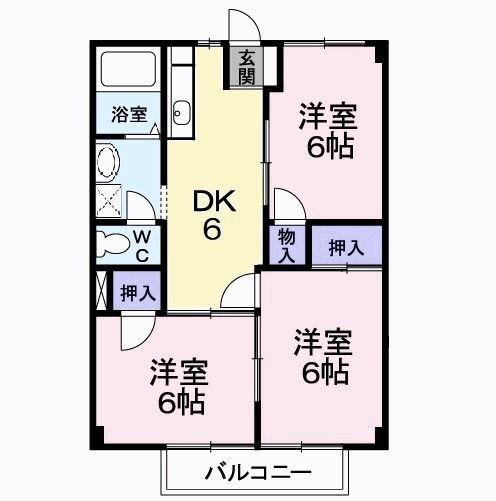高安グリーンハイツ(3DK/2階)の間取り写真